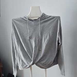 Flirtitude Light Gray Twist Front Hoodie